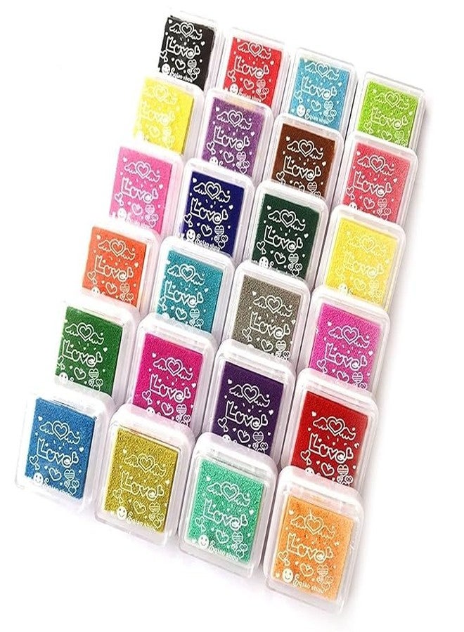 LUOSHI 24pcs Finger Paint Coloured Printing Art Craft, Scrap-Booking Craft Stamp Pad DIY Color for Rubber Stamps - Image 1